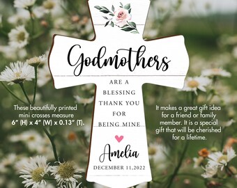 Mini Godmother Cross | Personalized Godmother Keepsake | Christening Gifts | First Communion Gift | Baptism Gift Girl | Baptism Gift Boy