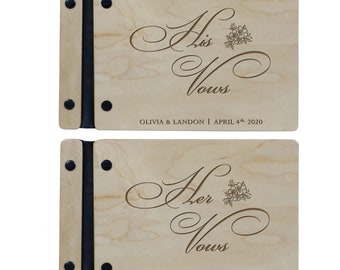Pair of Wedding Vow Books for Bride and Groom | Wooden Vow Books | Personalized Wedding Vows Keepsake | His and Hers Rustic Vow Booklets