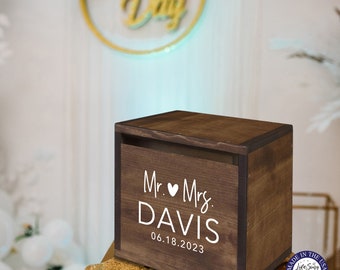 Wood Card Box | Personalized Wedding Card Holder | Card Box With Slot | Memory Box | Wedding Reception | Wedding Décor | Wedding Money Box
