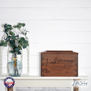 Cremation Urn for Human Ashes | The Lord Is My Shepherd | Wooden Urn for Adult Human Ashes | Ashes Keepsake | Cremation Box Human