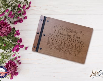 Wedding Guestbook | Personalized Wood Guest Book | Anniversary Party Favors | 30th Wedding Anniversary Decorations | Handcrafted Guestbook