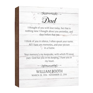 Memorial Plaque | Loss Of Father | Funeral Favors | Bereavement Gift | Wooden Sign | Celebration Of Life | Memorial Gift | Sympathy Gift
