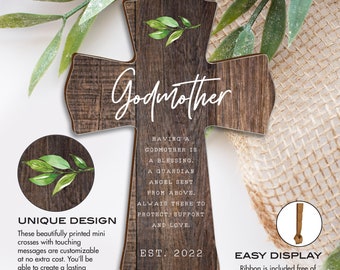 Mini Godmother Cross | Personalized Godmother Keepsake | Christening Gifts | First Communion Gift | Baptism Gift Girl | Baptism Gift Boy