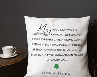 St. Patrick's Day Pillow | Irish Blessing | Throw Pillow | Four Leaf Clover | Irish Gift | Irish Décor | Lucky Pillow | Home Décor