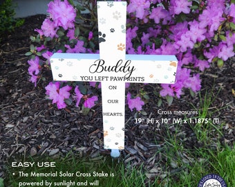 Pet Memorial Solar Cross Personalized Dog Memorial Solar Grave Marker Pet Loss Solar Light Dog Loss Solar Garden Stake Solar Light Cross
