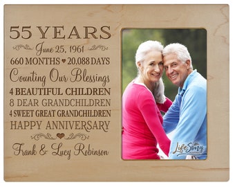 55th Anniversary Gift | Personalized 55th Wedding Anniversary Picture Frame | Gift for Husband | Gift for Wife | Gift for Parents