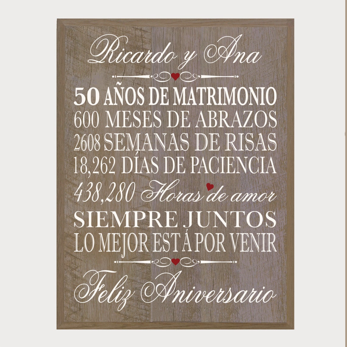 50th Anniversary Gift Spanish Anniversary Plaque Gift for Etsy