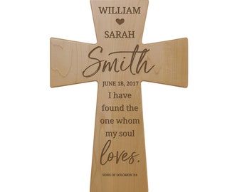 Wooden Wedding Cross Personalized | Personalized Wooden Cross | Wedding Reception Gifts | Wooden Cross | Engraved Wedding Gifts | Wall Cross