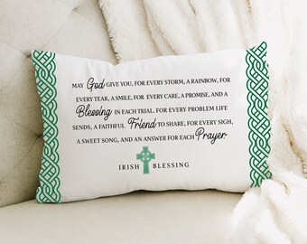 St. Patrick's Day Pillow | Irish Blessing | Throw Pillow | Four Leaf Clover | Irish Gift | Irish Décor | Lucky Pillow | Home Décor