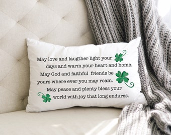 St. Patrick's Day Pillow | Irish Blessing | Throw Pillow | Four Leaf Clover | Irish Gift | Irish Décor | Lucky Pillow | Home Décor