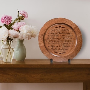 60th Anniversary Gift | Personalized Anniversary Plate | Decorative Plate | 60th Wedding Anniversary Gift | Gift for Parents | Wooden Plate