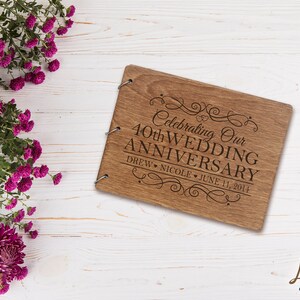 Wedding Guestbook | Personalized Wood Guest Book | Anniversary Party Favors | 40th Wedding Anniversary Decorations | Handcrafted Guestbook