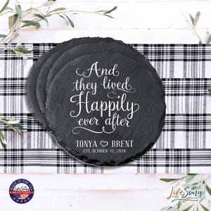 Slate Coasters | Wedding Coaster | Personalized Coasters Set | Handmade Coasters Set | Round Coasters | Coasters for Men | Modern Coasters