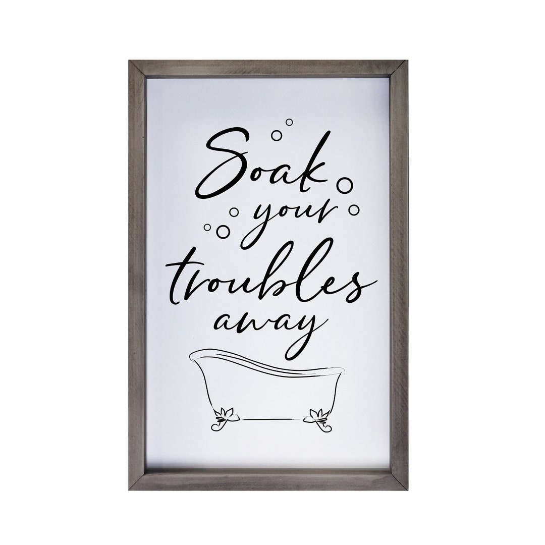Funny Bathroom Signs Framed Wall Art Shadow Box Wooden Bathroom Signs ...