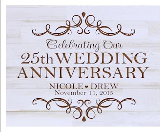 25th Wedding Anniversary Gift | 25th Anniversary Gifts for Husband | Anniversary Sign | 25th Anniversary Wood Sign | Custom Anniversary Gift