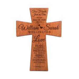 Wooden Wedding Cross Personalized | Personalized Wooden Cross | Wedding Reception Gifts | Wooden Cross | Engraved Wedding Gifts | Wall Cross