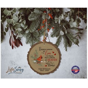 ornement commémoratif cardinal | Décoration de Noël | Cadeaux en souvenir | Ornement en bois personnalisé | Cadeau de sympathie pour la décoration des Fêtes