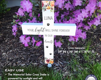 Pet Memorial Solar Cross Personalized Dog Memorial Solar Grave Marker Pet Loss Solar Light Dog Loss Solar Garden Stake Solar Light Cross