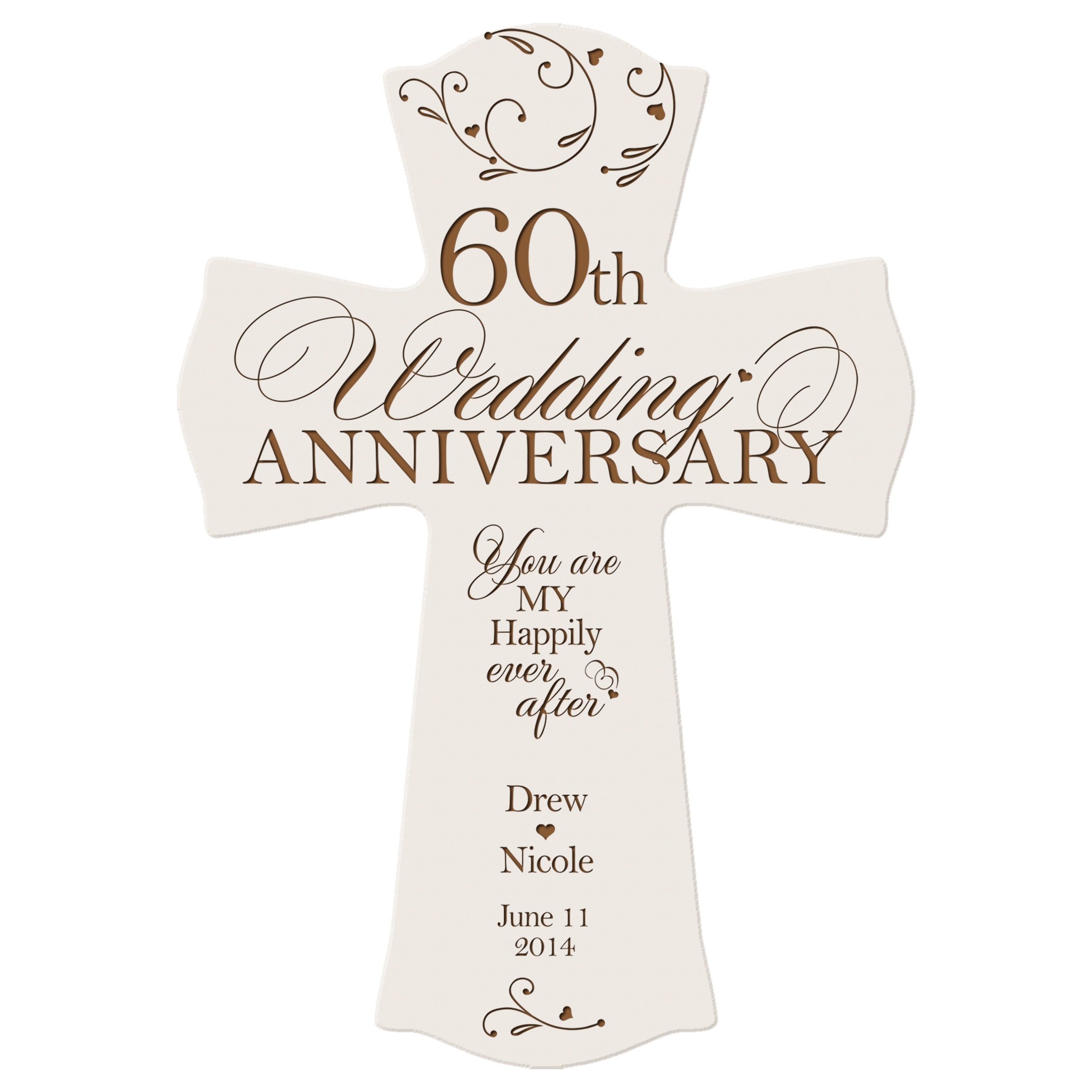 60th Wedding Anniversary Gift | Personalized Wooden Cross | 60th