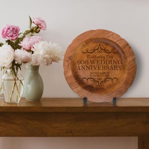 60th Anniversary Gift | Personalized Anniversary Plate | Decorative Plate | 60th Wedding Anniversary Gift | Gift for Parents | Wooden Plate