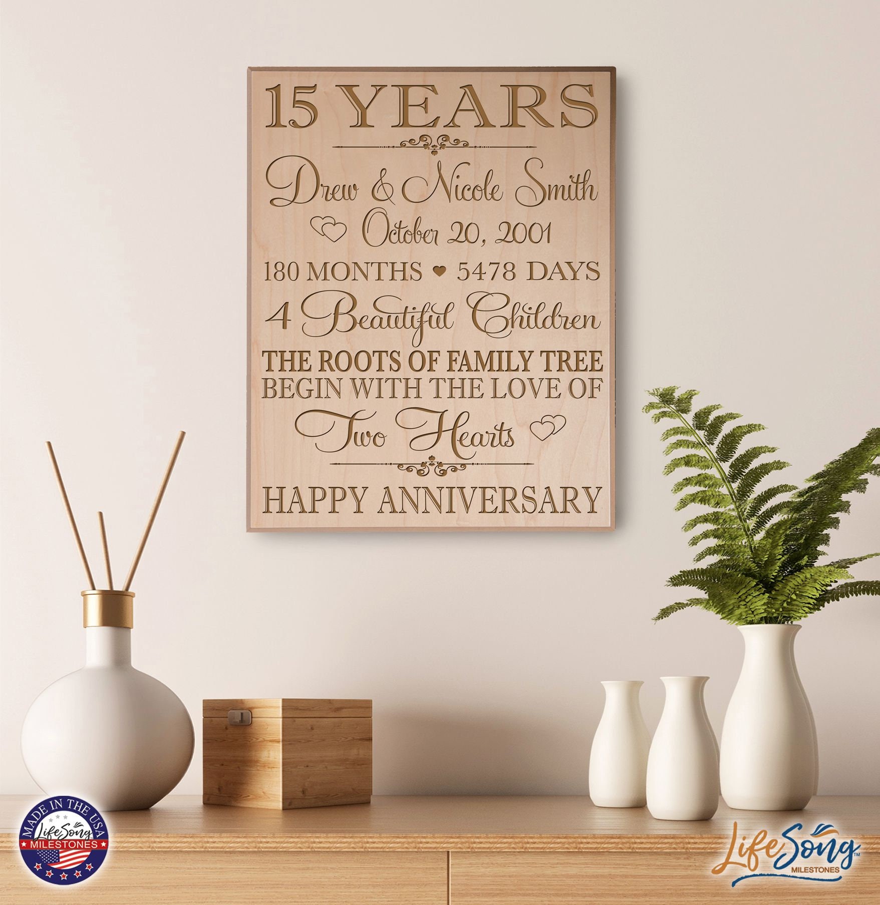 20th Anniversary Gift | 20th Wedding Anniversary Plaque | Gift for