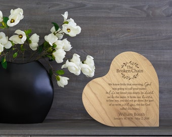 Memorial Heart Keepsake | Personalized Sympathy Gift | The Broken Chain | Bereavement Gift | Child Memorial | Remembrance Gifts | Favors
