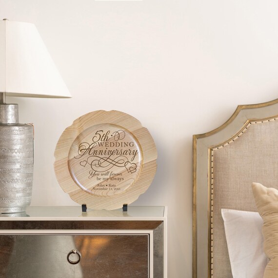 5th Anniversary Gift | Personalized Anniversary Plate | Decorative
