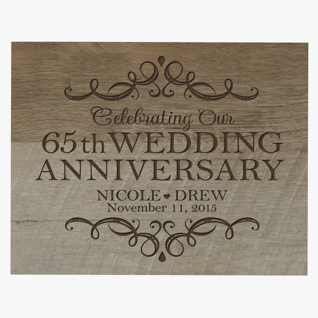 65th Anniversary Gift Personalized 65th Wedding Anniversary Plaque Gift