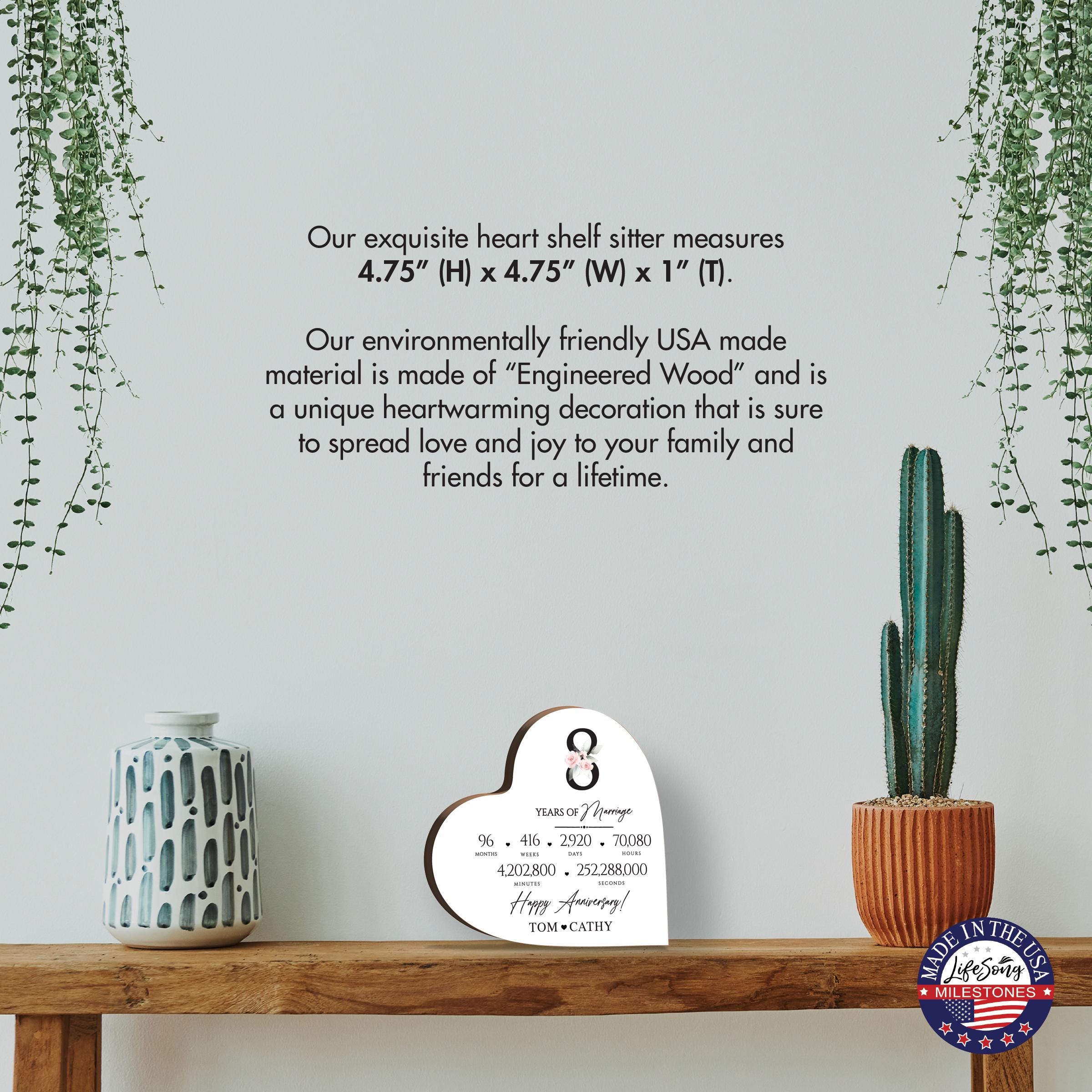 8th Anniversary Gift | Heart Shelf Sitter | Couples Gift | Gifts