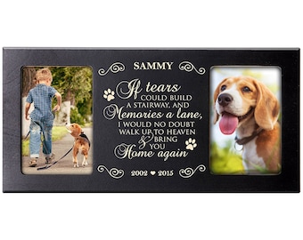 Pet Memorial Frame | Personalized Picture Frame | Cat Memorial | Two Picture Frame | Sympathy Gift | Dog Memorial Gift | Custom Pet Frame