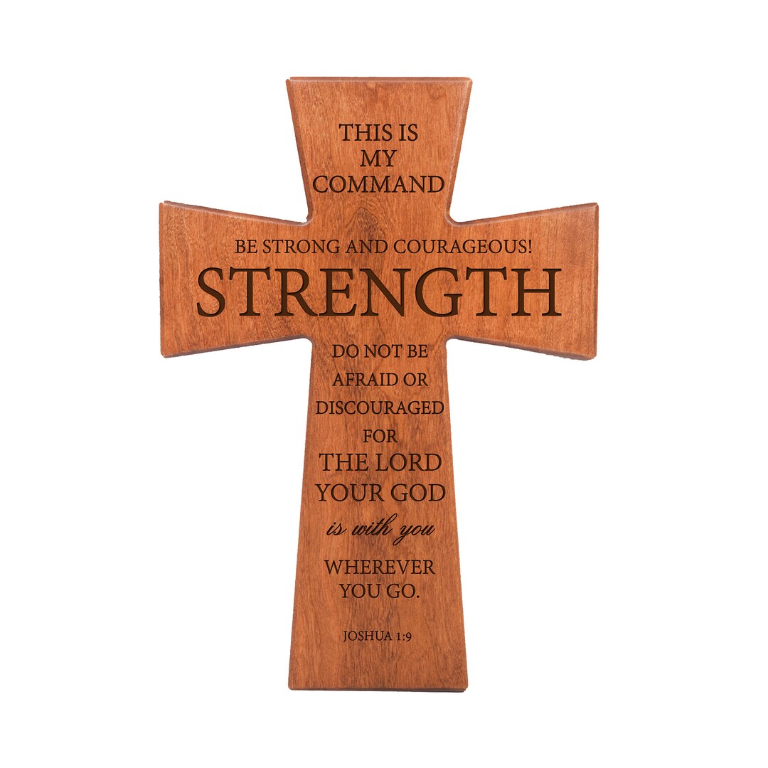 Bible Verse Decor Wood Christian Cross Handmade Wall Cross Joshua 1 9