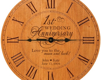 1st Anniversary Gift | Personalized Anniversary Clock | Gift for Husband | Gift for Wife | Gift for Parents | 1st Wedding Anniversary Gift