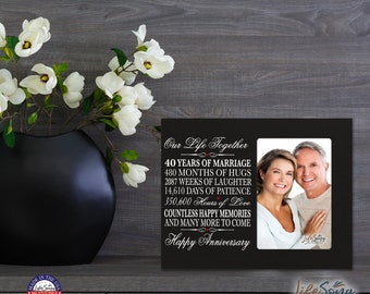 40th Anniversary Gift | 40th Wedding Anniversary Picture Frame | Gift for Husband | Gift for Wife | Gift for Parents | Wood Picture Frame