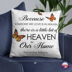 Personalized Memorial Pillow | Little Bit Of Heaven In Our Home | Memory Pillow | Memorial Gift | Bereavement Gift | Sympathy Gift