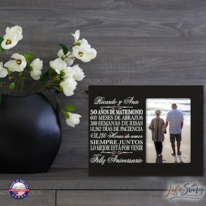 50th Anniversary Gift | Personalized Spanish Wedding Anniversary Picture Frame | Gift for Husband | Gift for Wife | Gifts in Spanish