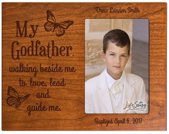 Godparents Picture Frame | Personalized Baptism Frame | Godparent Gifts | Godparents Are a Blessing Picture Frame | Engraved Photo Frame