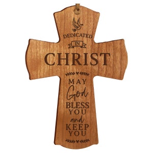 Christian Gifts | Cross Ornament | Baby Dedication Gift | Christening Gifts | Baptism Gift | Religious Christmas Ornament | Wood Ornament