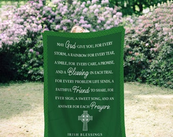 St. Patrick's Day Blanket | Irish Blessing | Throw Blanket | Four Leaf Clover | Irish Gift | Irish Décor | Shamrock Blanket | Home Décor