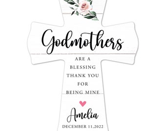 Godmother Wall Cross | Personalized Godmother Keepsake | Christening Gifts | First Communion Gift | Baptism Gift Girl | Baptism Gift Boy
