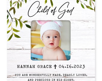 Christian Gifts | Baptism Gift | Square Frame | Custom Photo Gift | Wood Picture Frame | Personalized Gift | Baby Picture Frame | Frame