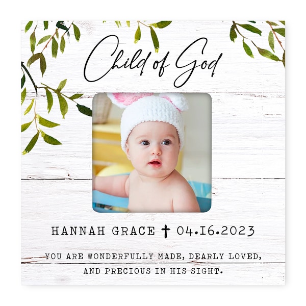 Christian Gifts | Baptism Gift | Square Frame | Custom Photo Gift | Wood Picture Frame | Personalized Gift | Baby Picture Frame | Frame