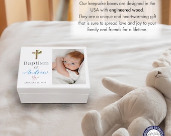Personalized baptism gift girl keepsake box gift from godparents baptism keepsake box christening gift baptism box gift for Godson