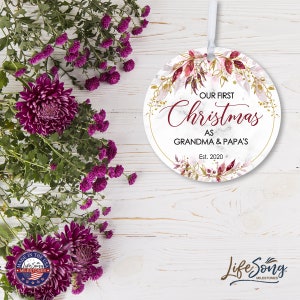 First Christmas As Grandparents Ornament | Grandparent Gifts Personalized | New Grandparents Gift | Gift Ideas for Grandparents | Ornament