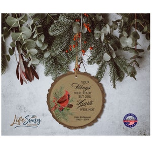 ornement commémoratif cardinal | Décoration de Noël | Cadeaux en souvenir | Ornement en bois personnalisé | Cadeau de sympathie pour la décoration des Fêtes