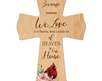 Cardinal Memorial Wall Cross | Loss Of Mother | Wood Wall Cross Gift | Home Decor Sympathy Gift | Bereavement Gift | Condolence Gift