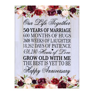 50th Anniversary Gift | Anniversary Wall Plaque | 50 Wedding Anniversary | Floral Wall Art | Wall Decor | 50th Anniversary Decorations