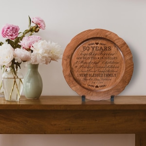 50th Anniversary Gift Bundle | Personalized Anniversary Plate | Decorative Plate | 50th Wedding Anniversary Gift | Gift for Parents