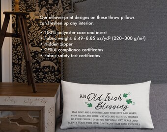 St. Patrick's Day Pillow | Irish Blessing | Throw Pillow | Four Leaf Clover | Irish Gift | Irish Décor | Lucky Pillow | Home Décor
