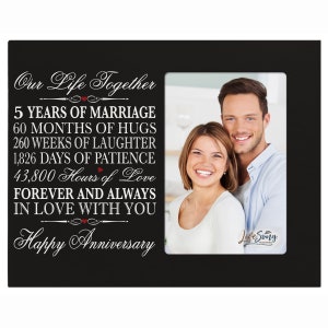 5th Anniversary Gift | 5th Wedding Anniversary Picture Frame | Gift for Husband | Gift for Wife | Gift for Parents | Wood Picture Frame
