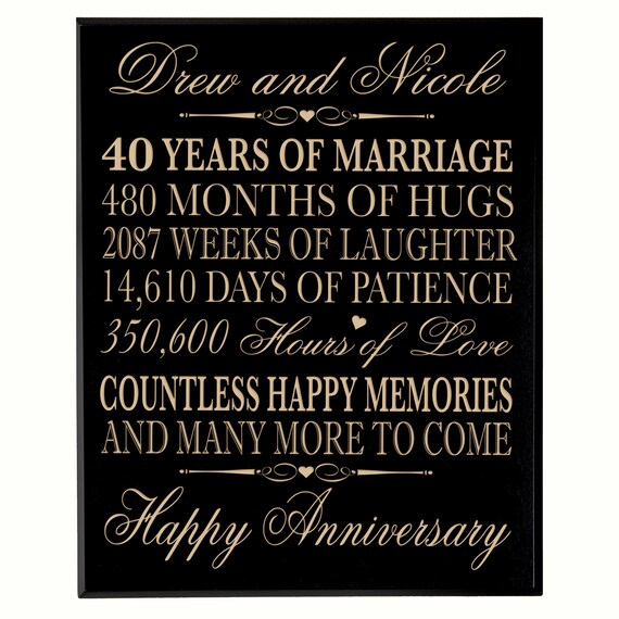 40th Anniversary Gift 40th Wedding Anniversary Plaque Gift | Etsy